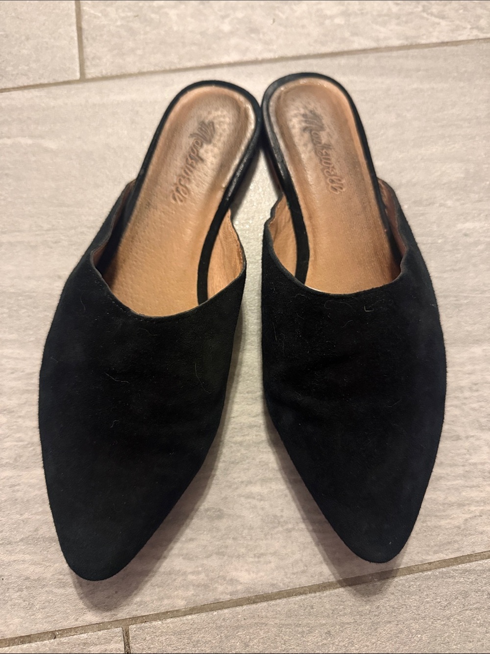 Madewell Black Suede Slip-On Pointed-Toe Women's Mules